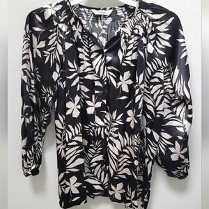 Tucker NYC The Classic Blouse Top Black Palm Floral 100 Silk Small